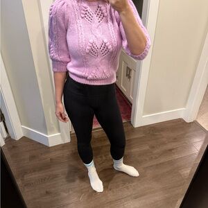 SEZANE Lilac Knit Short-Sleeve Sweater SZ small
